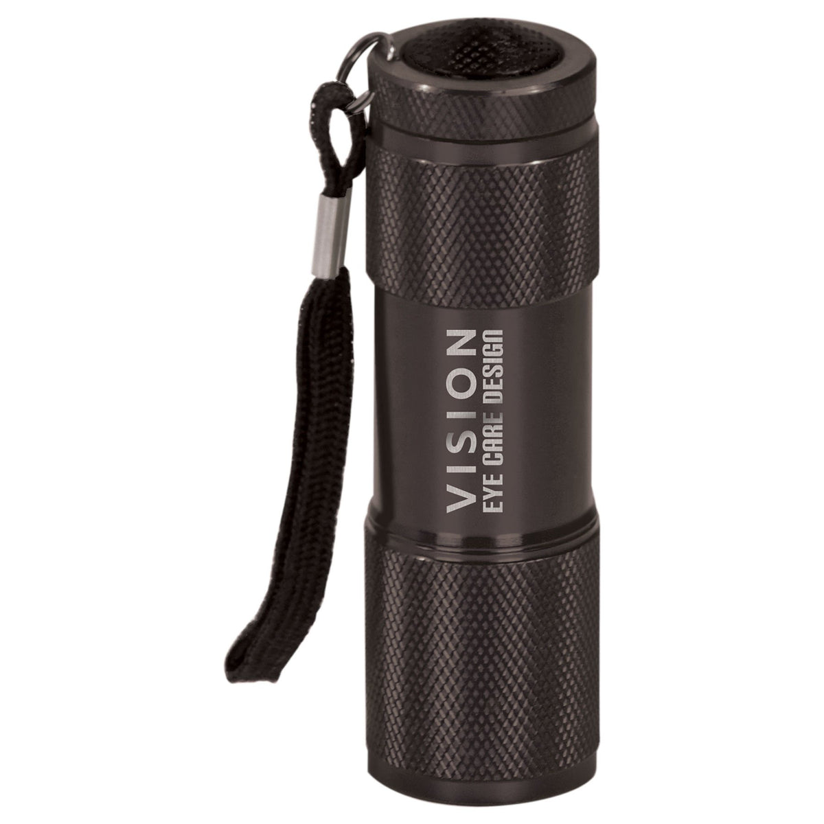 Personalized black 9-LED flashlight with wrist strap