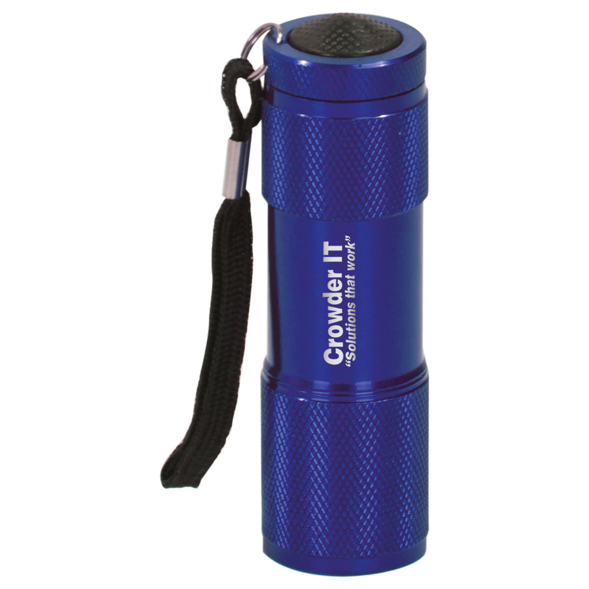 Personalized blue 9-LED flashlight with wrist strap