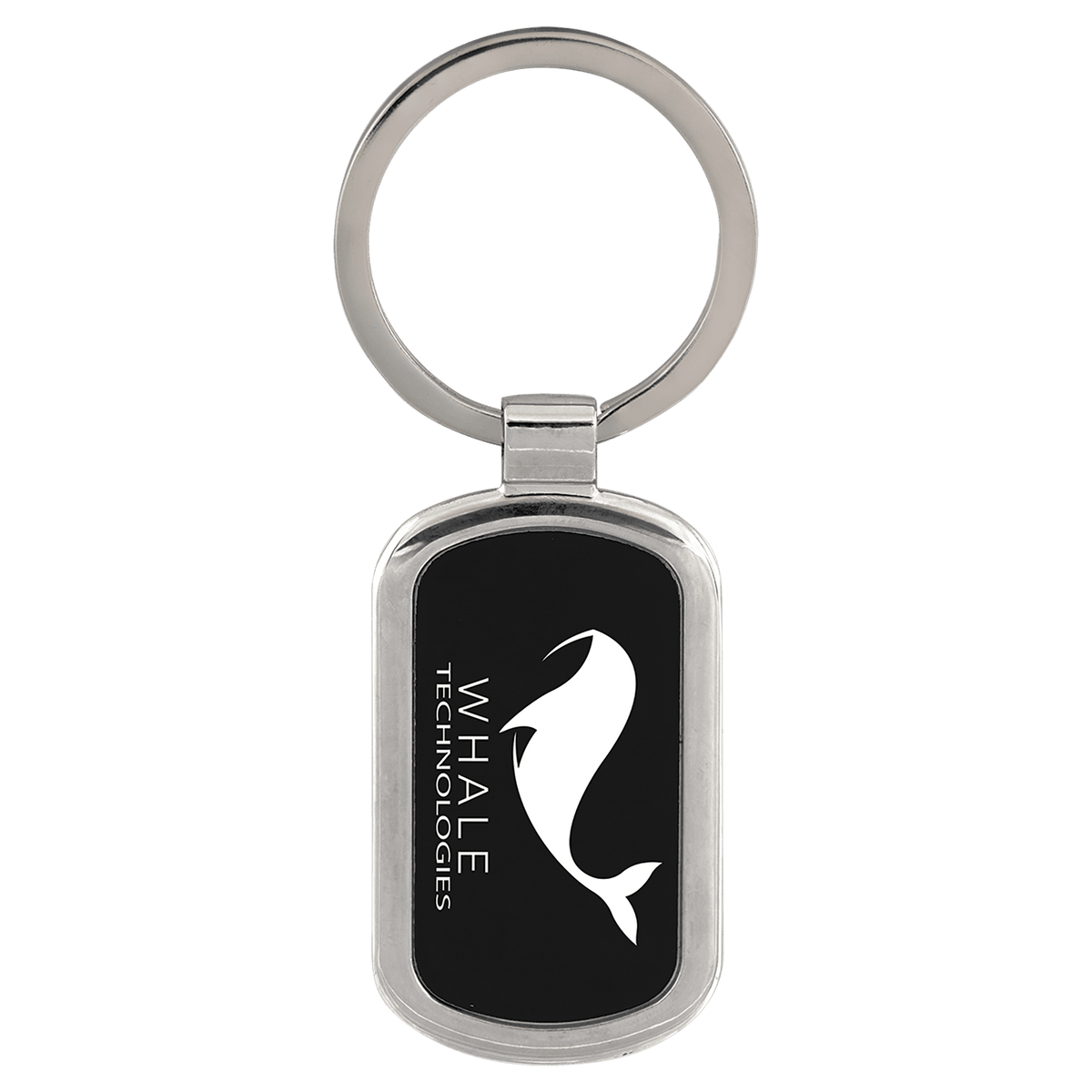 Personalized black anodized aluminum rectangle keychain