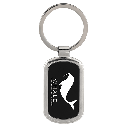 Personalized black anodized aluminum rectangle keychain