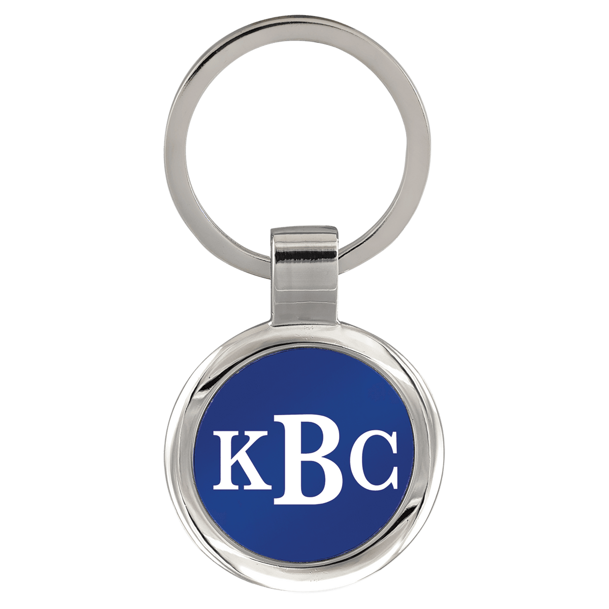 Personalized blue anodized aluminum round keychain