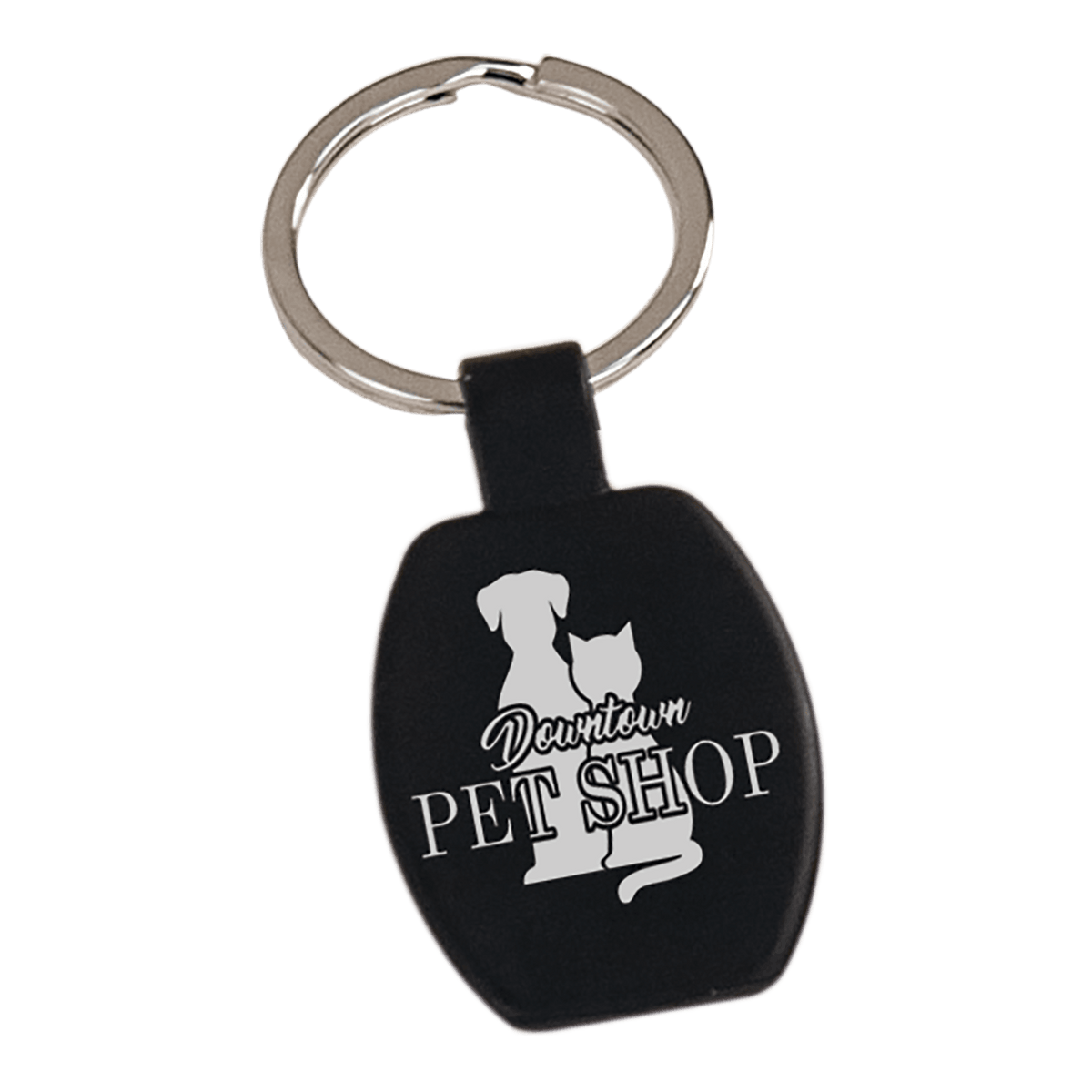 Personalized black metal rectangle keychain
