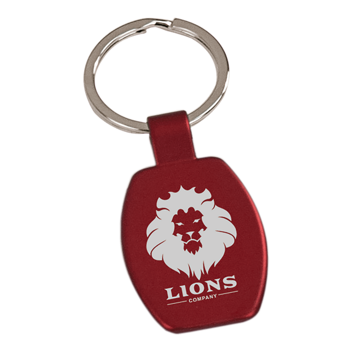 Personalized red metal rectangle keychain
