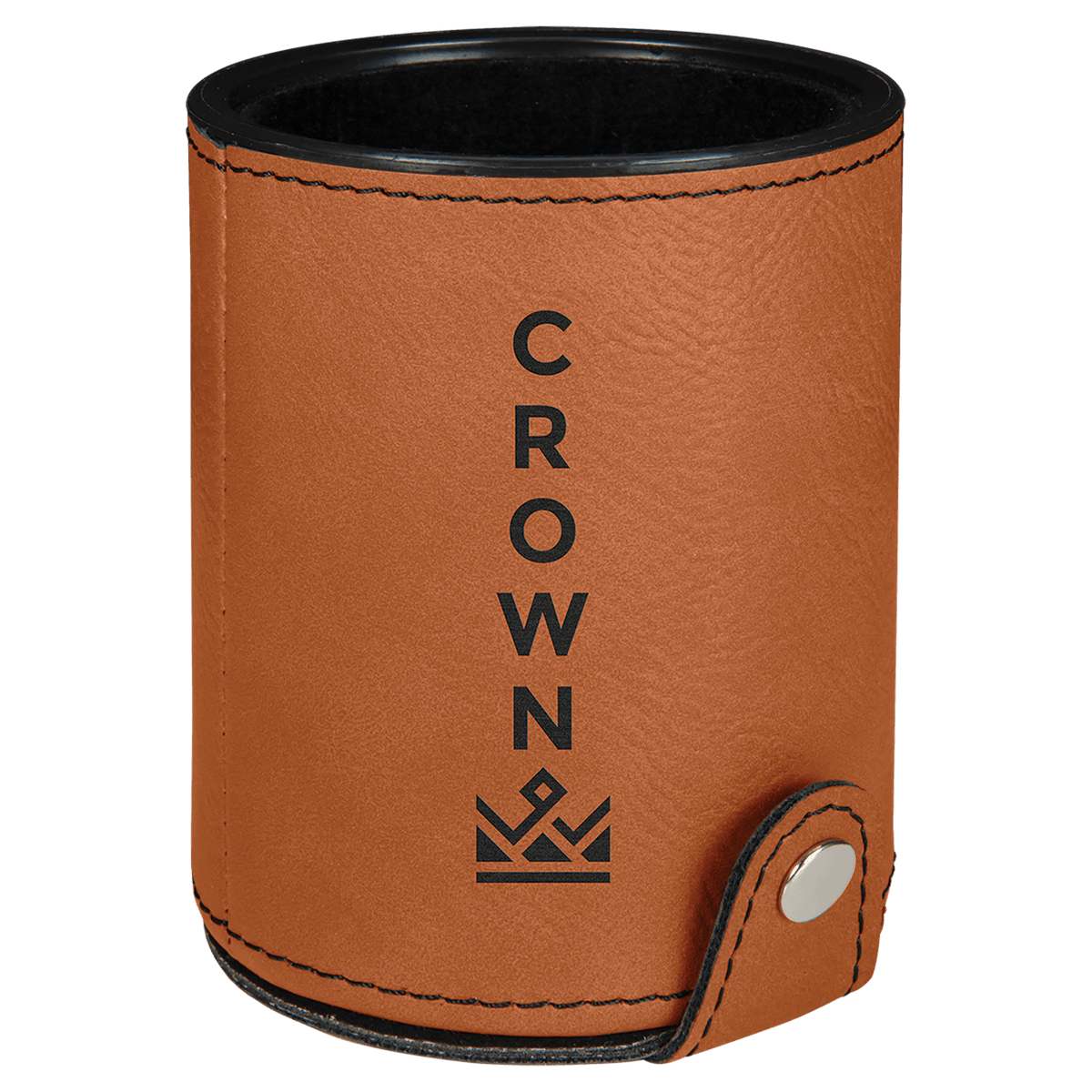 Personalized rawhide leatherette dice cup with 5 dice