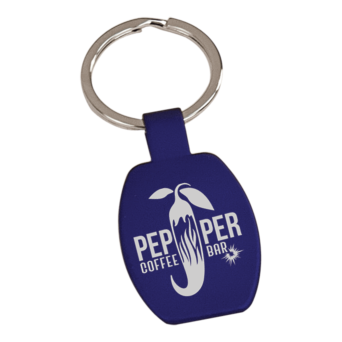 Personalized blue metal rectangle keychain
