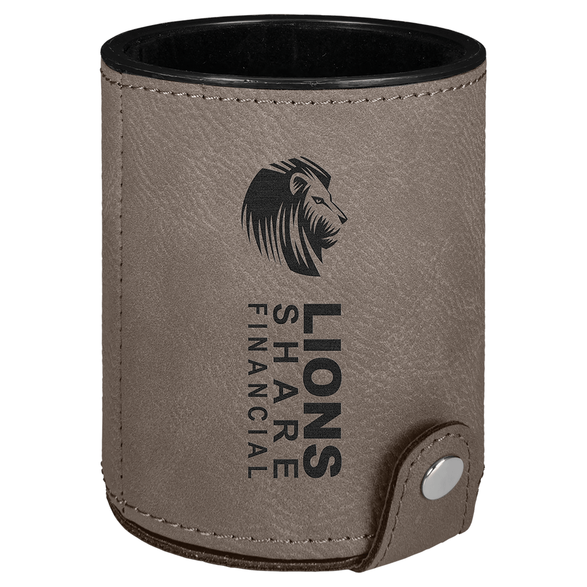 Personalized gray leatherette dice cup with 5 dice