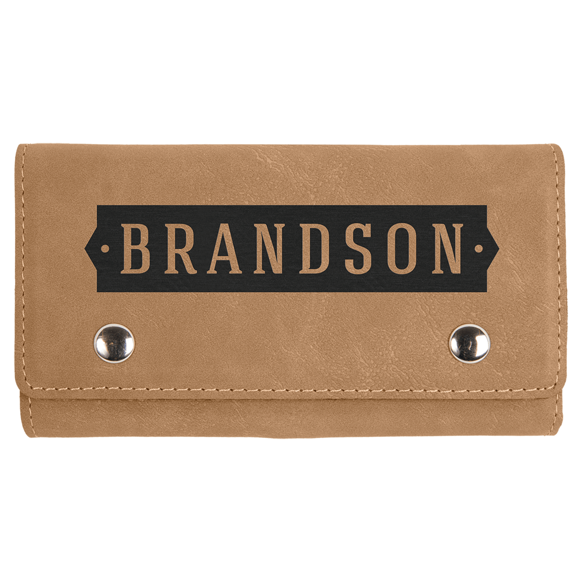 Personalized light brown leatherette card and dice set