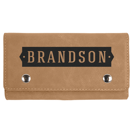 Personalized light brown leatherette card and dice set