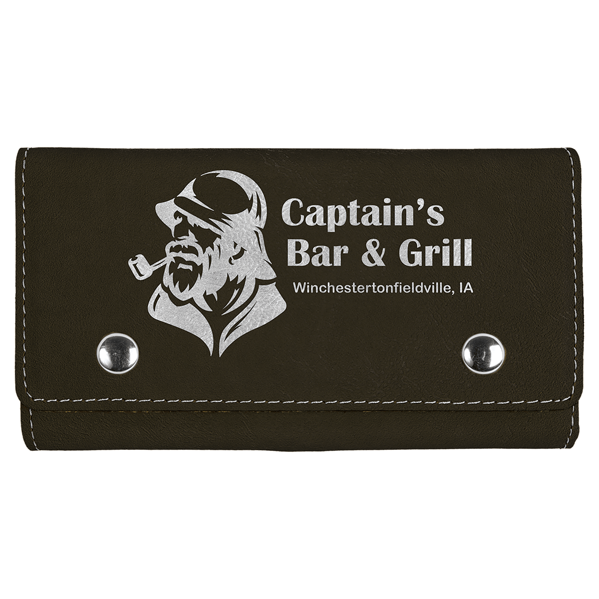 Personalized black/silver leatherette card and dice set
