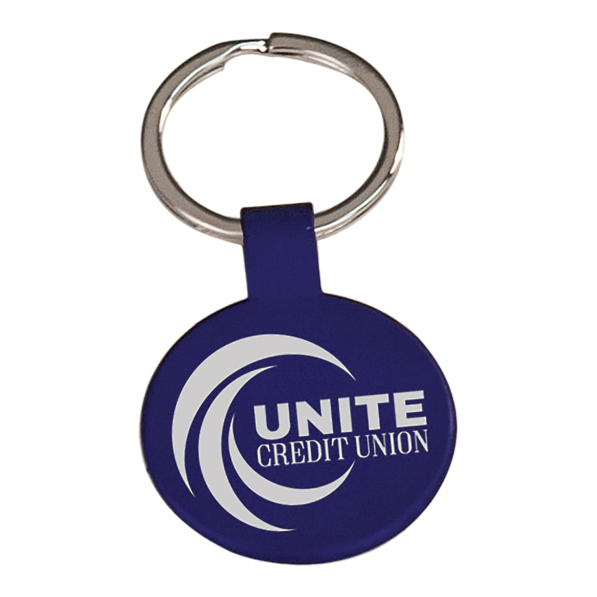 Personalized blue metal round keychain