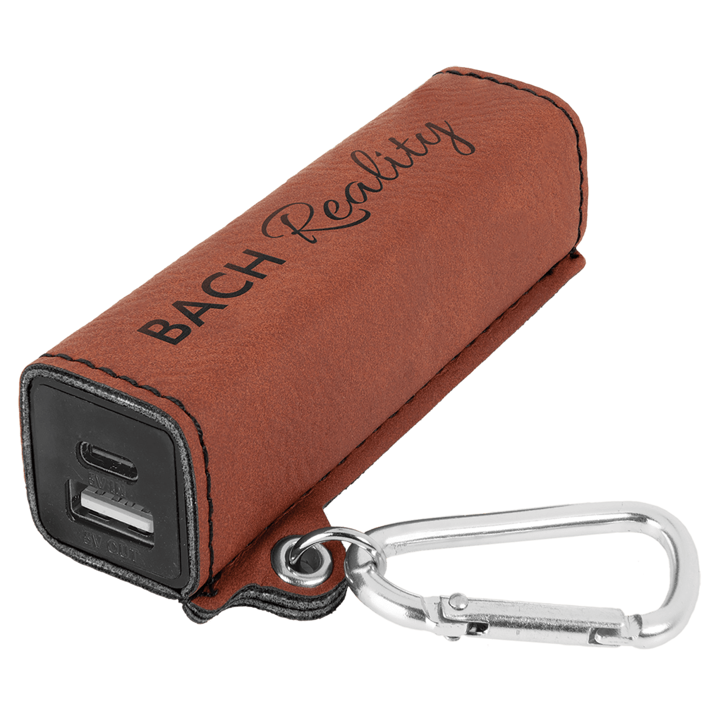 Rawhide Leatherette Power Bank with USB-C Cord & Carabiner