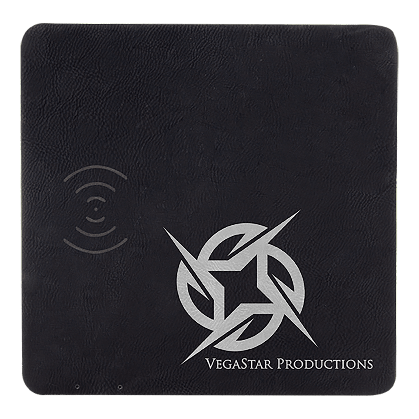 Black/Silver Leatherette Wireless Charging Mat