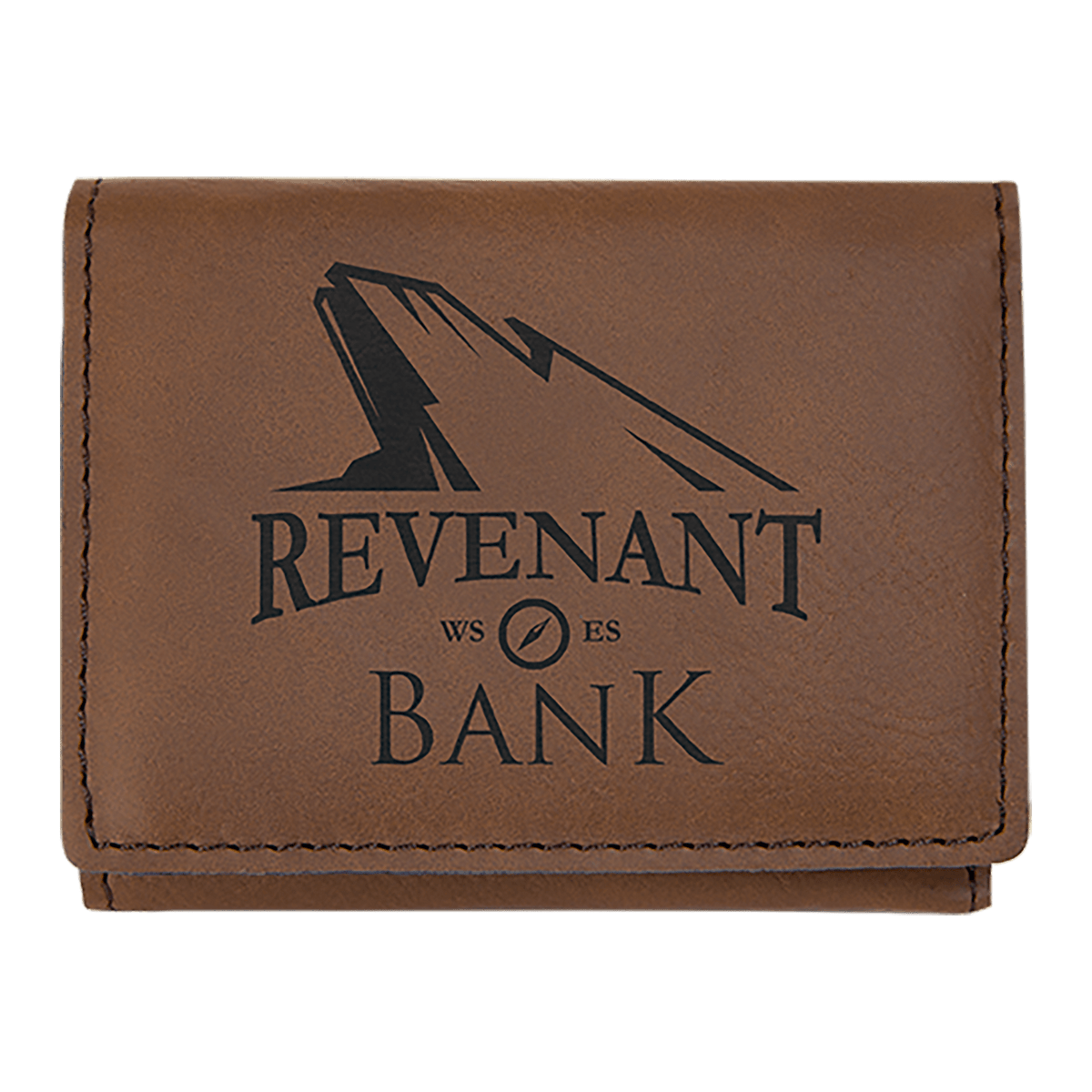 Personalized dark brown leatherette trifold RFID blocking wallet