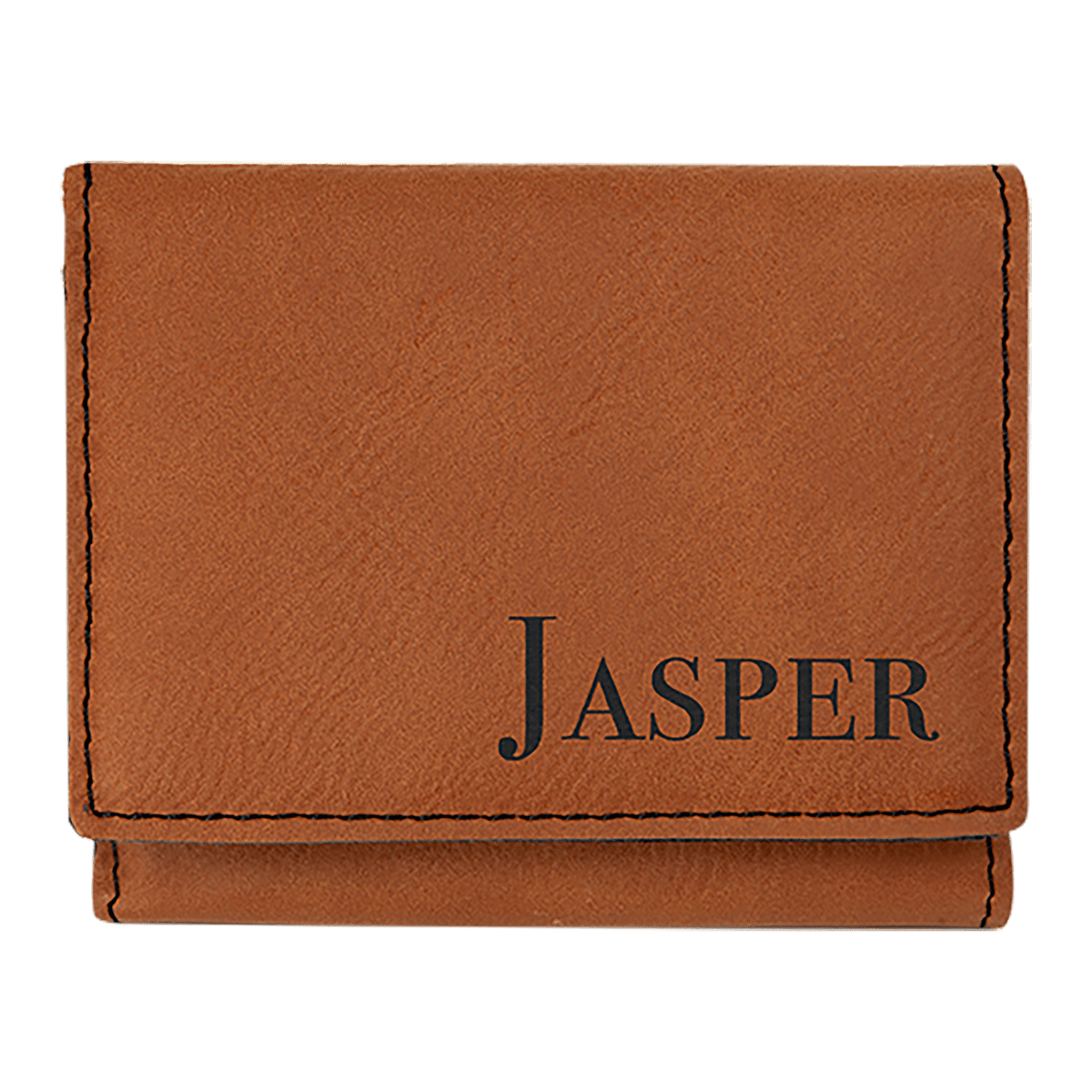 Personalized rawhide leatherette trifold RFID blocking wallet