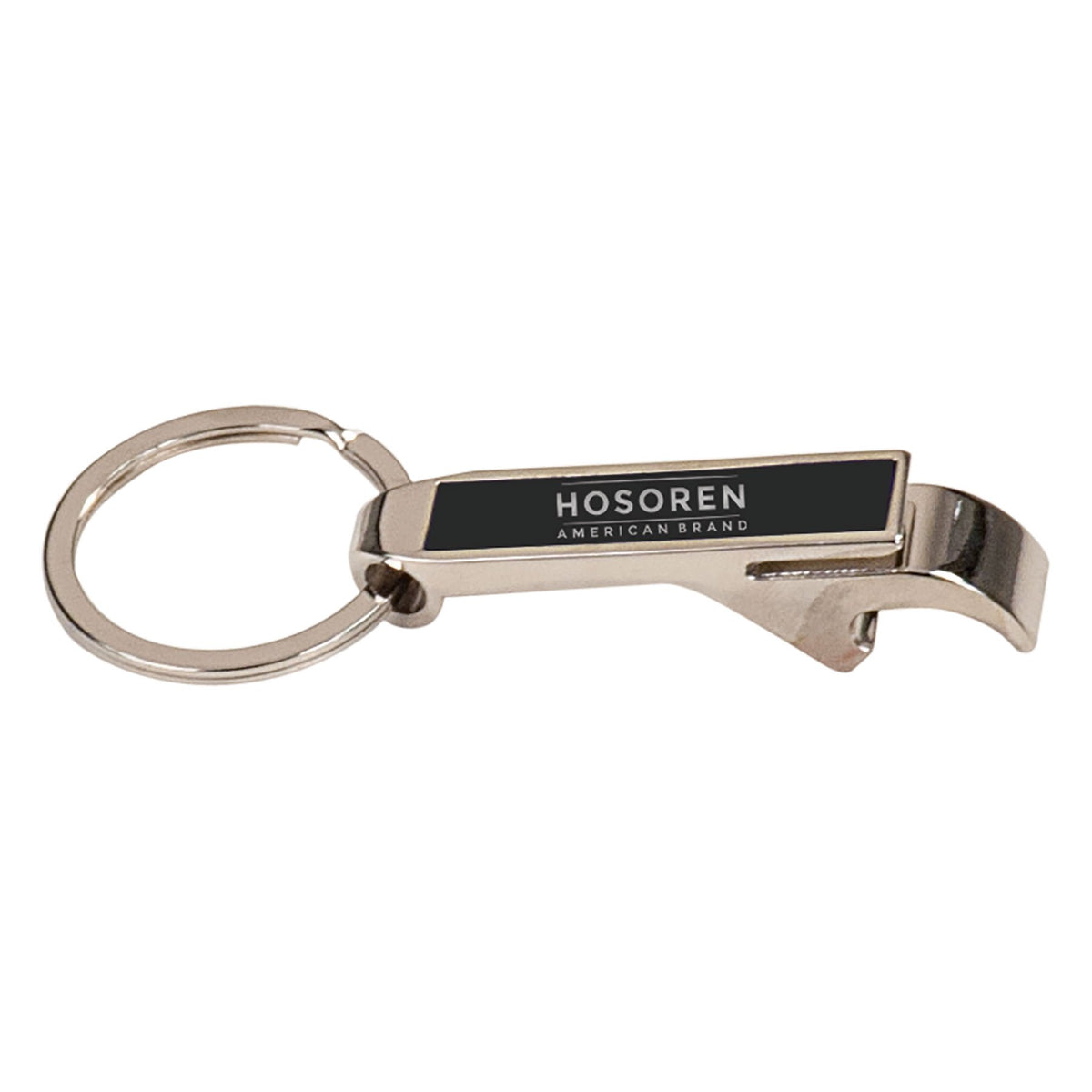 Personalized black metal bottle opener keychain