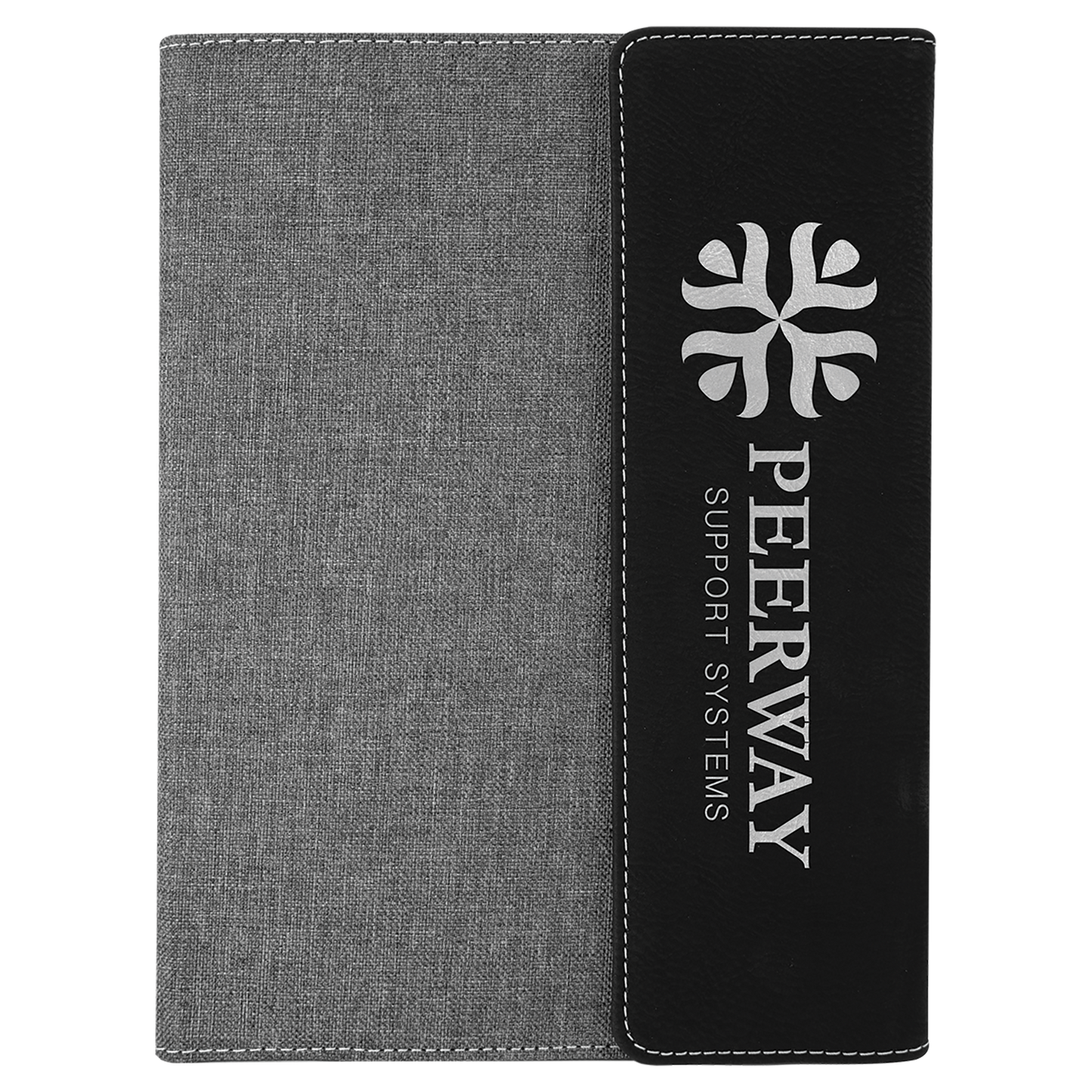 Black canvas leatherette portfolio with notepad