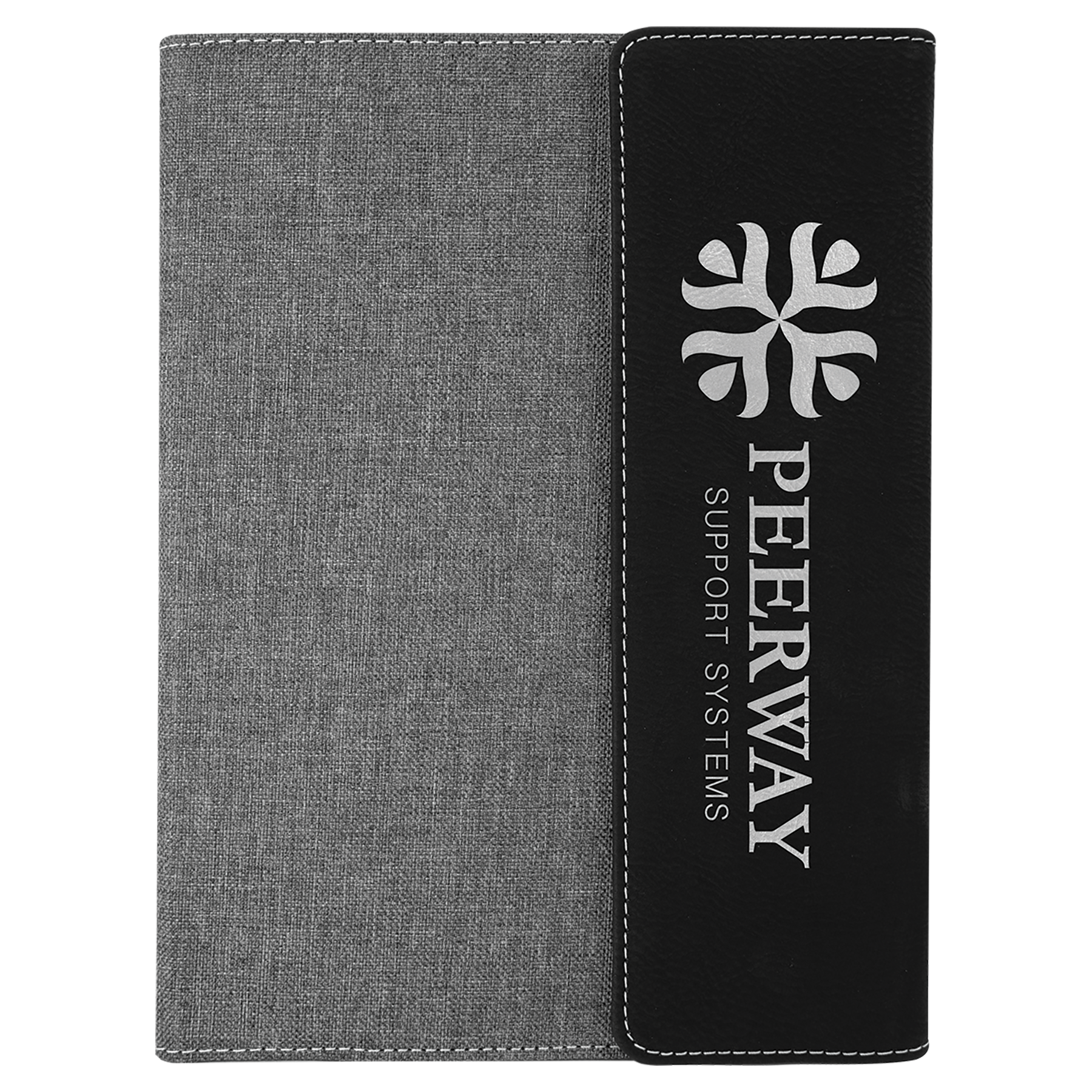 Black canvas leatherette portfolio with notepad