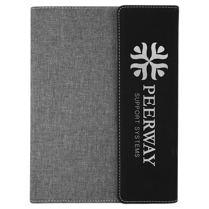 Black canvas leatherette portfolio with notepad