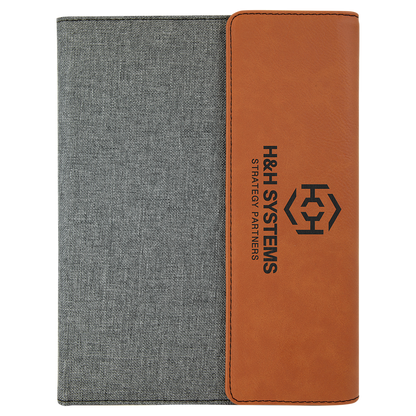 Rawhide canvas leatherette portfolio with notepad