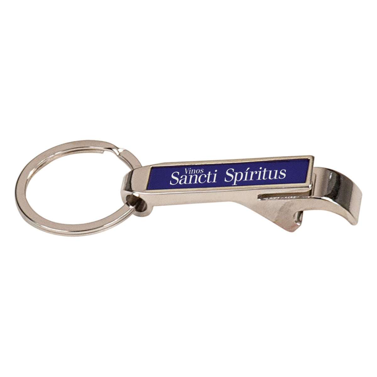 Personalized blue metal bottle opener keychain