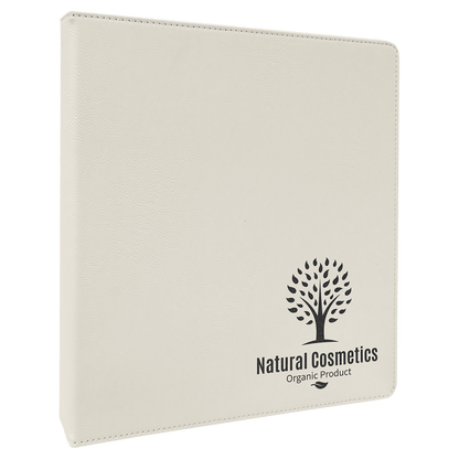 White leatherette ring binder