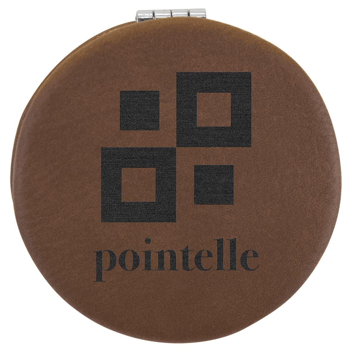Personalized dark brown leatherette compact mirror