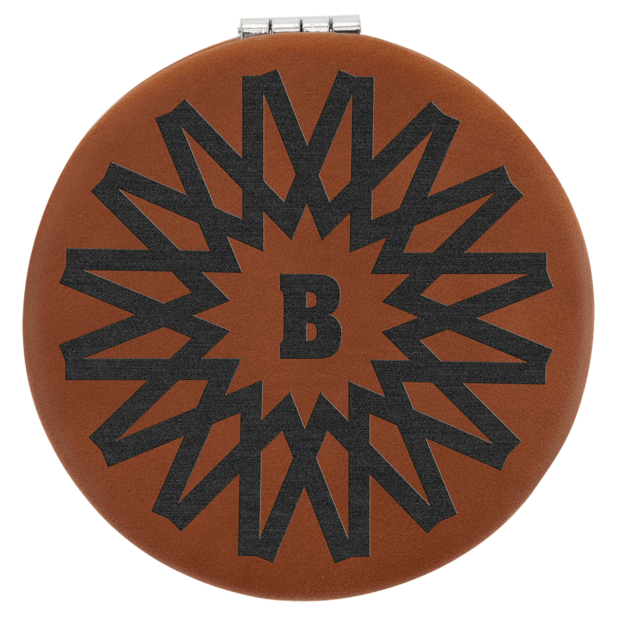 Personalized rawhide leatherette compact mirror