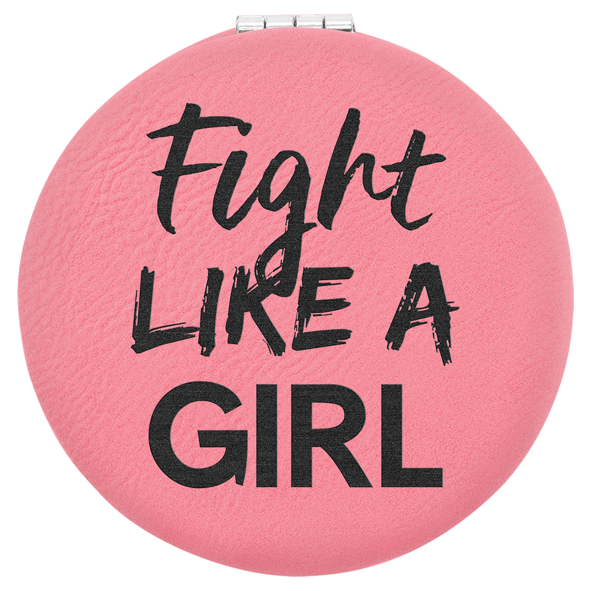 Personalized pink leatherette compact mirror