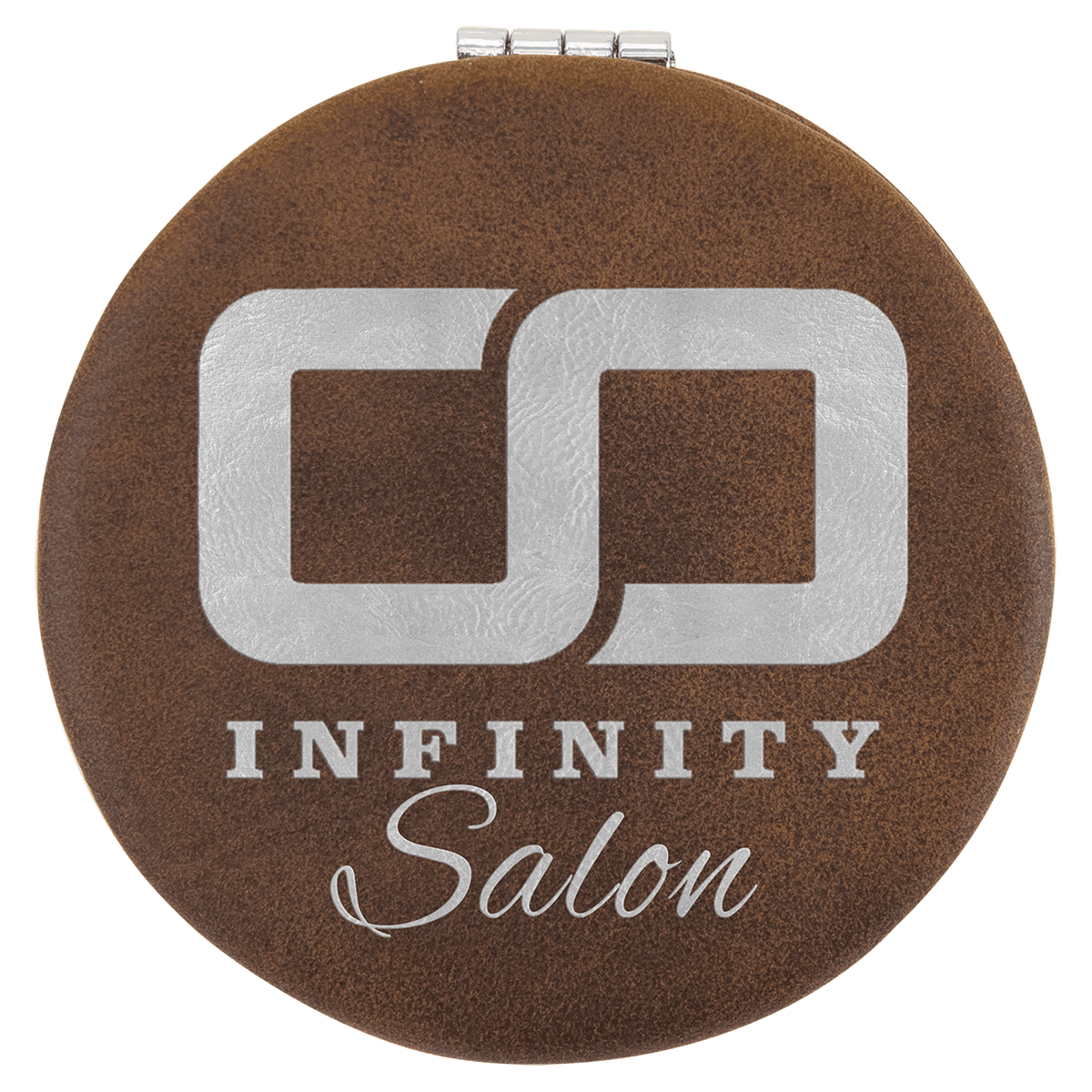 Personalized rustic/silver leatherette compact mirror