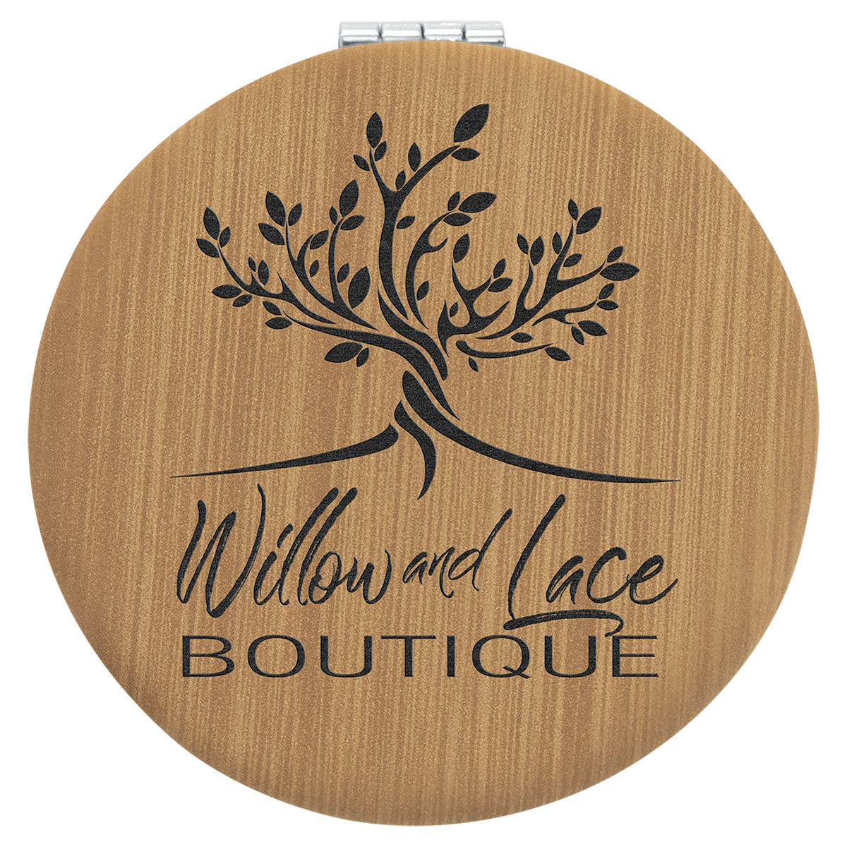 Personalized bamboo leatherette compact mirror