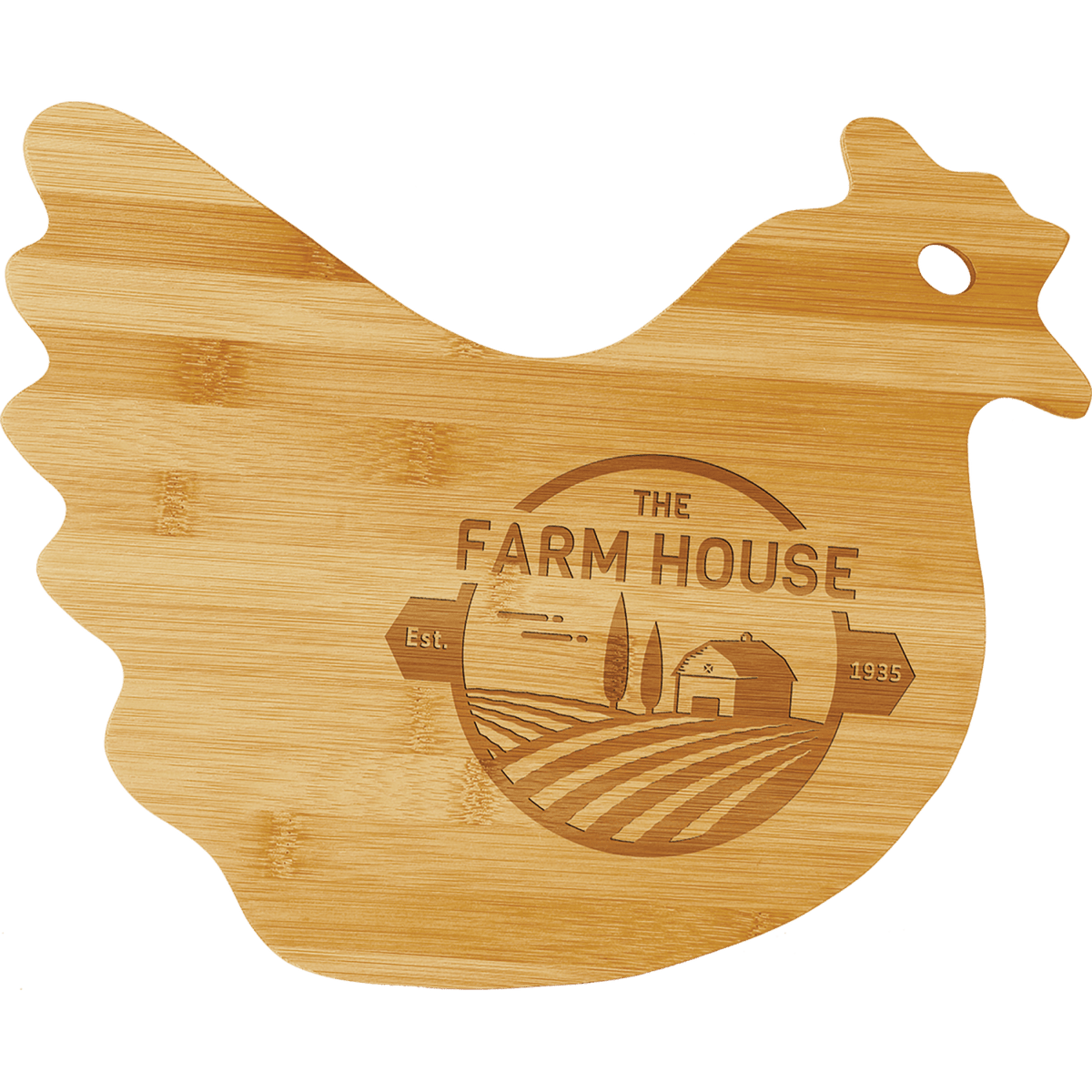 Hen personalized bamboo animal-shaped cutting board