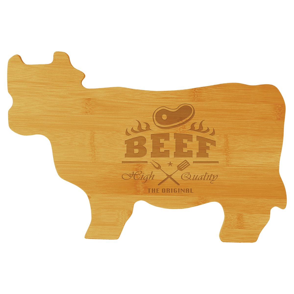 Cow personalized bamboo animal-shaped cutting board