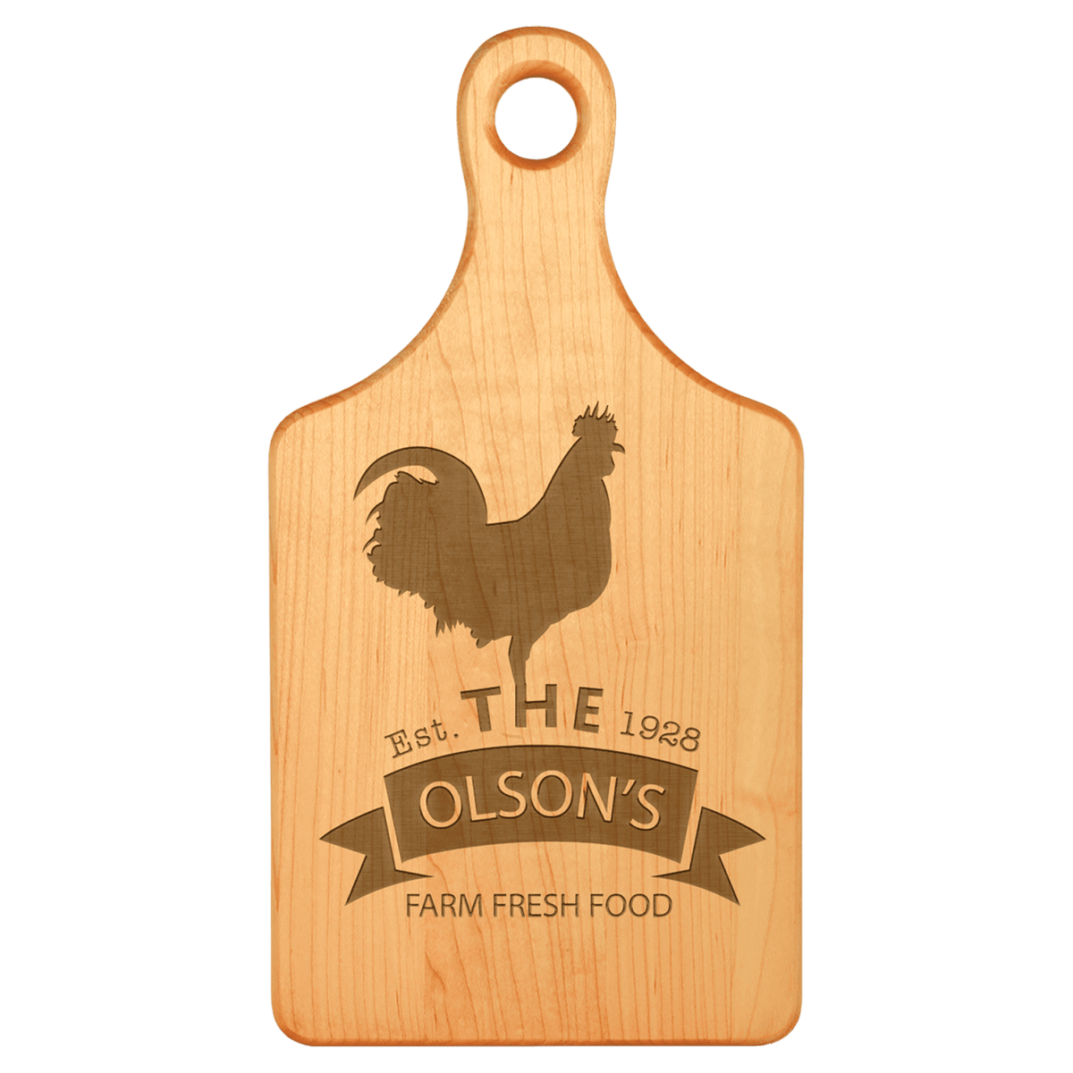 personalized maple paddle cutting board
