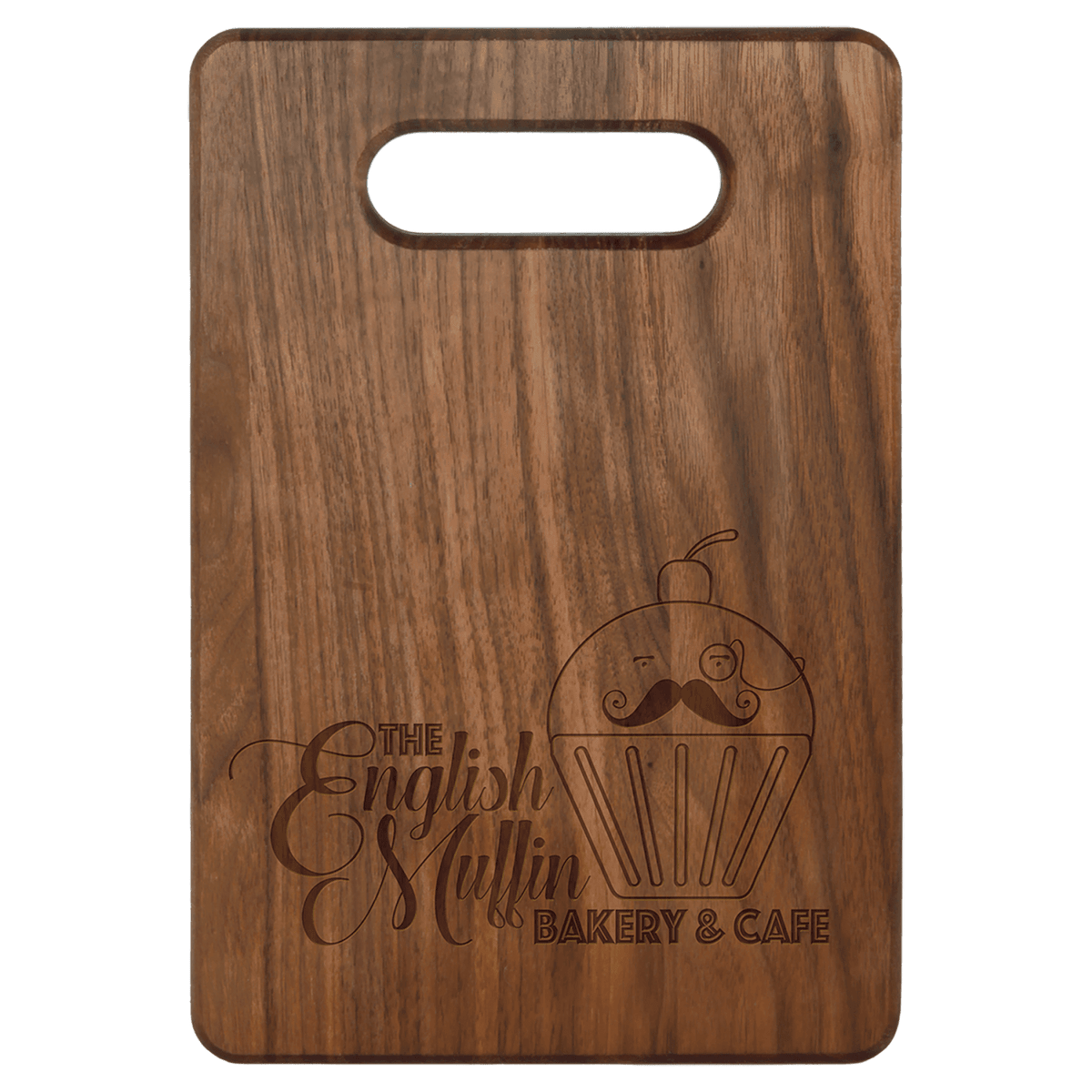 Small 9″ × 9″ personalized walnut cutting board