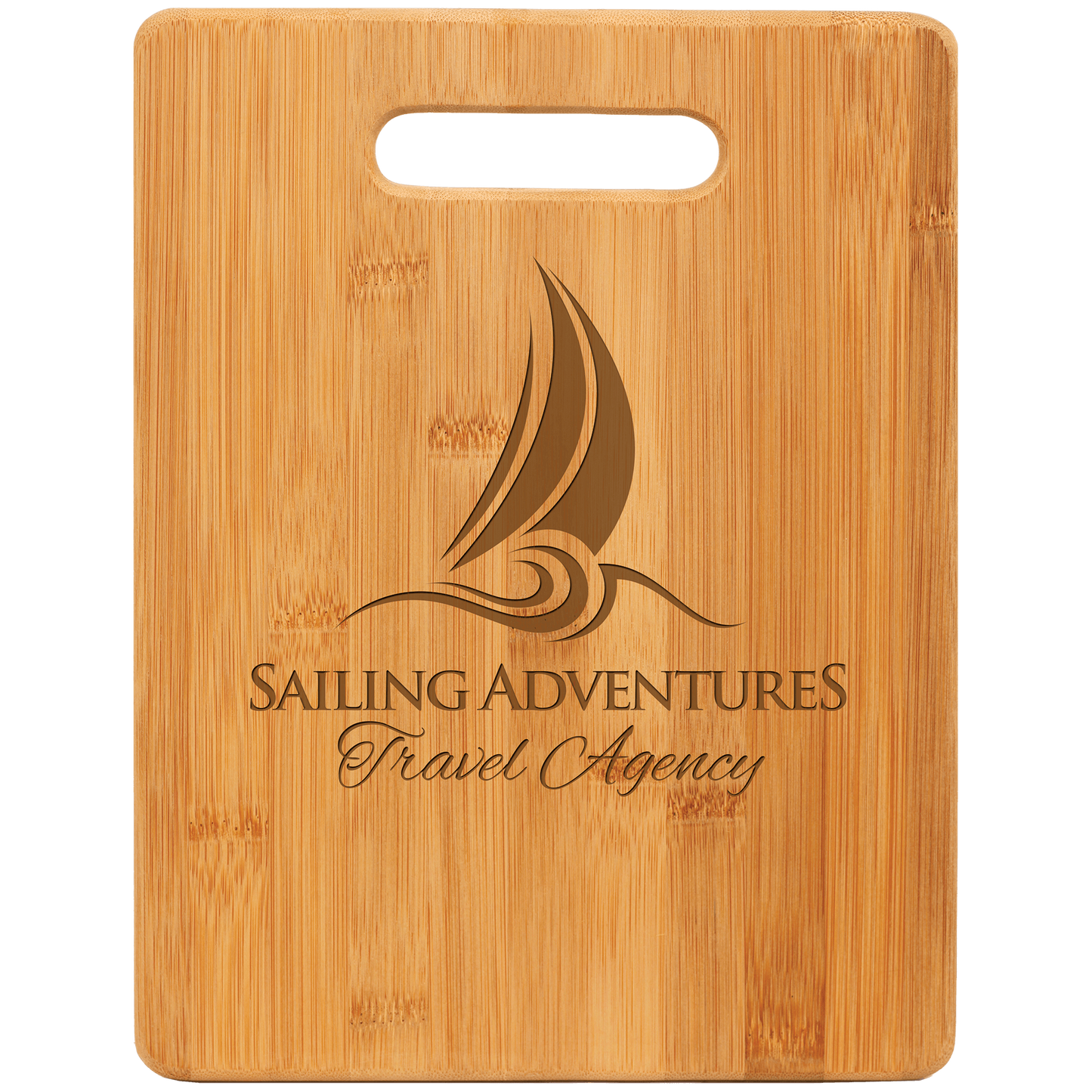 Personalized bamboo rectangle cutting board, 11½ x 8¾ inches, custom engraved