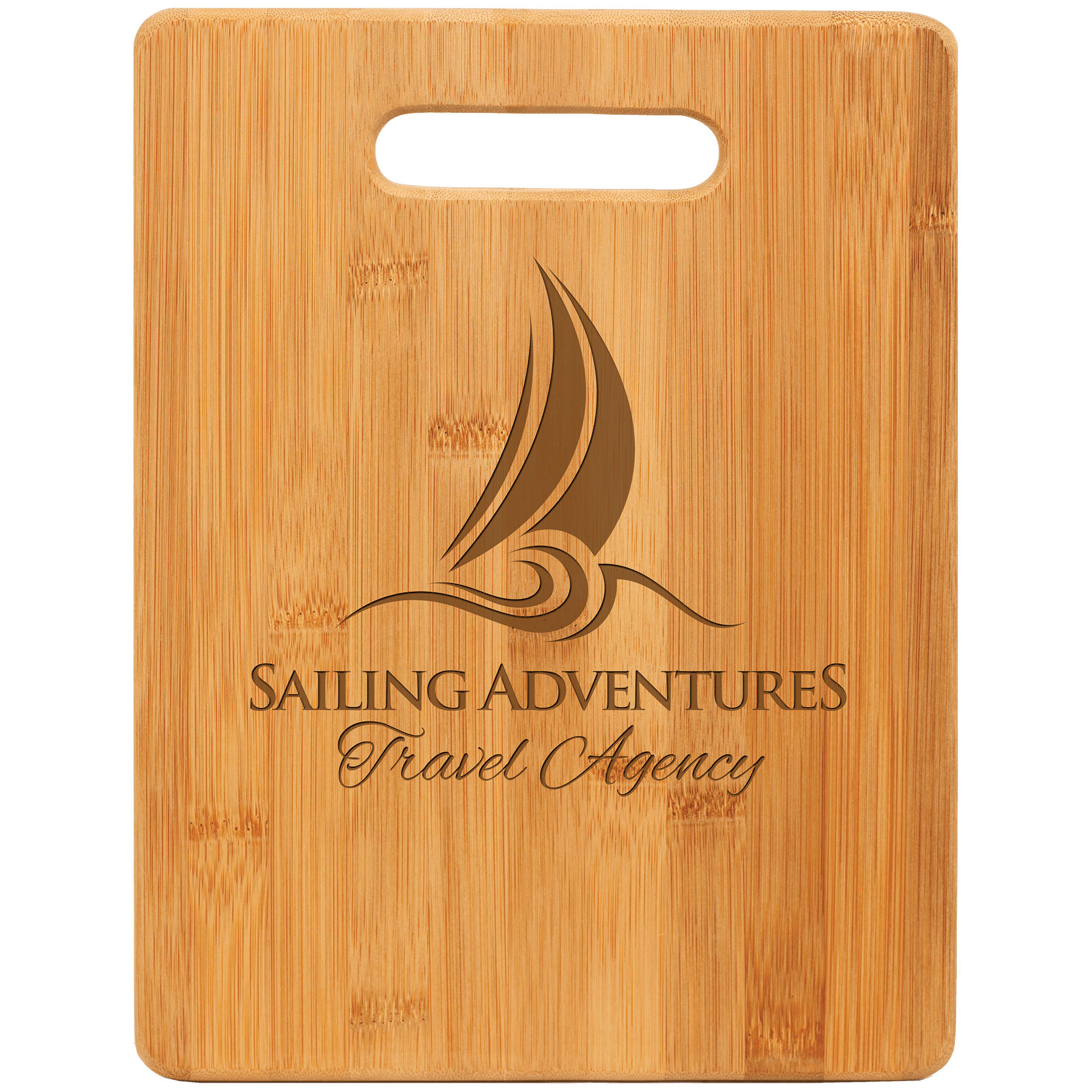 Personalized bamboo rectangle cutting board, 11½ x 8¾ inches, custom engraved
