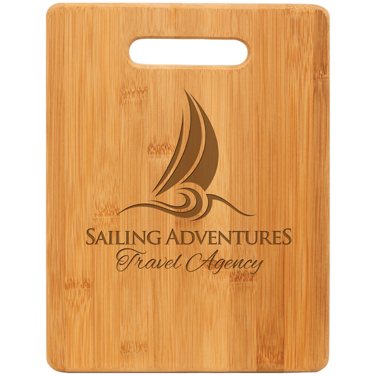 Personalized bamboo rectangle cutting board, 11½ x 8¾ inches, custom engraved
