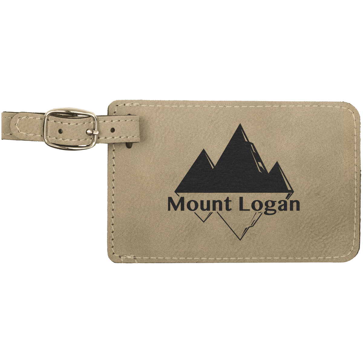 Personalized light brown leatherette luggage tag
