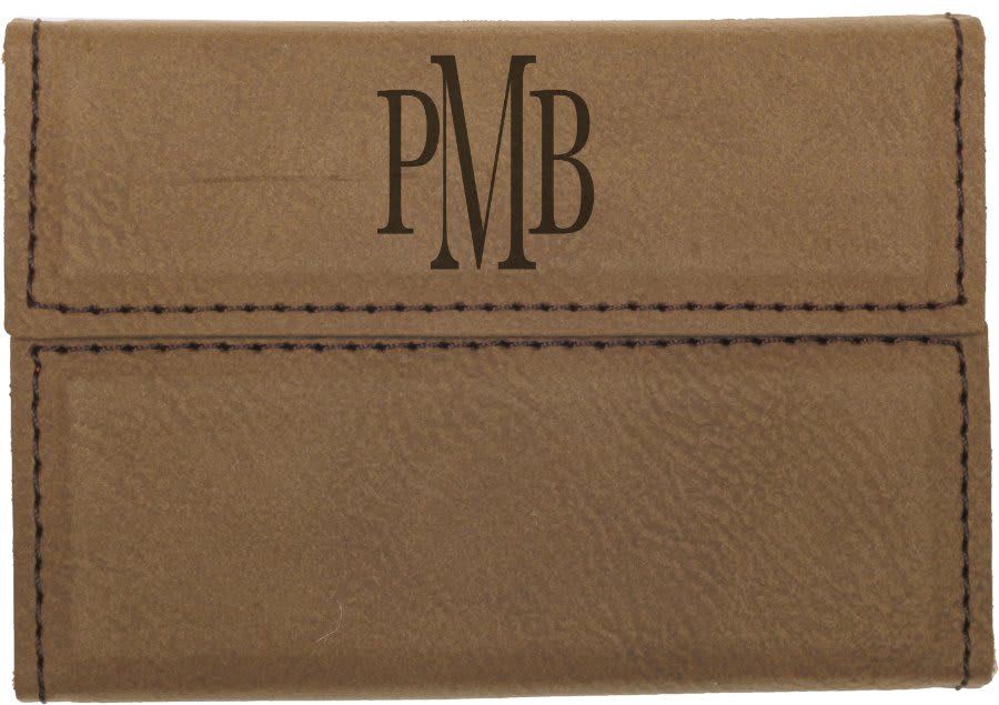 Dark Brown Leatherette Business Card Holder