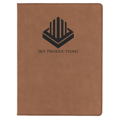 Dark Brown leatherette portfolio with notepad