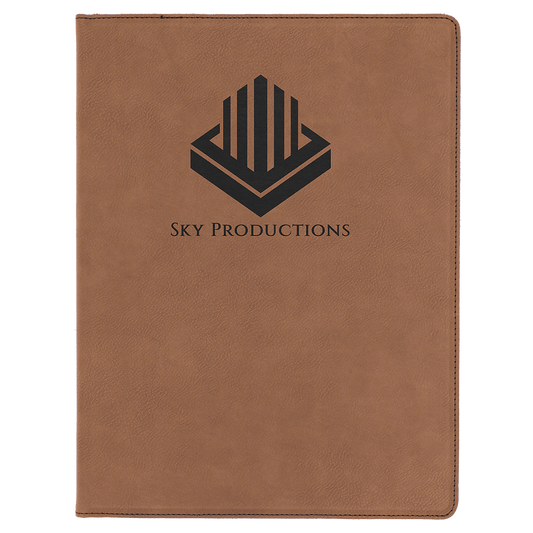Dark Brown leatherette portfolio with notepad