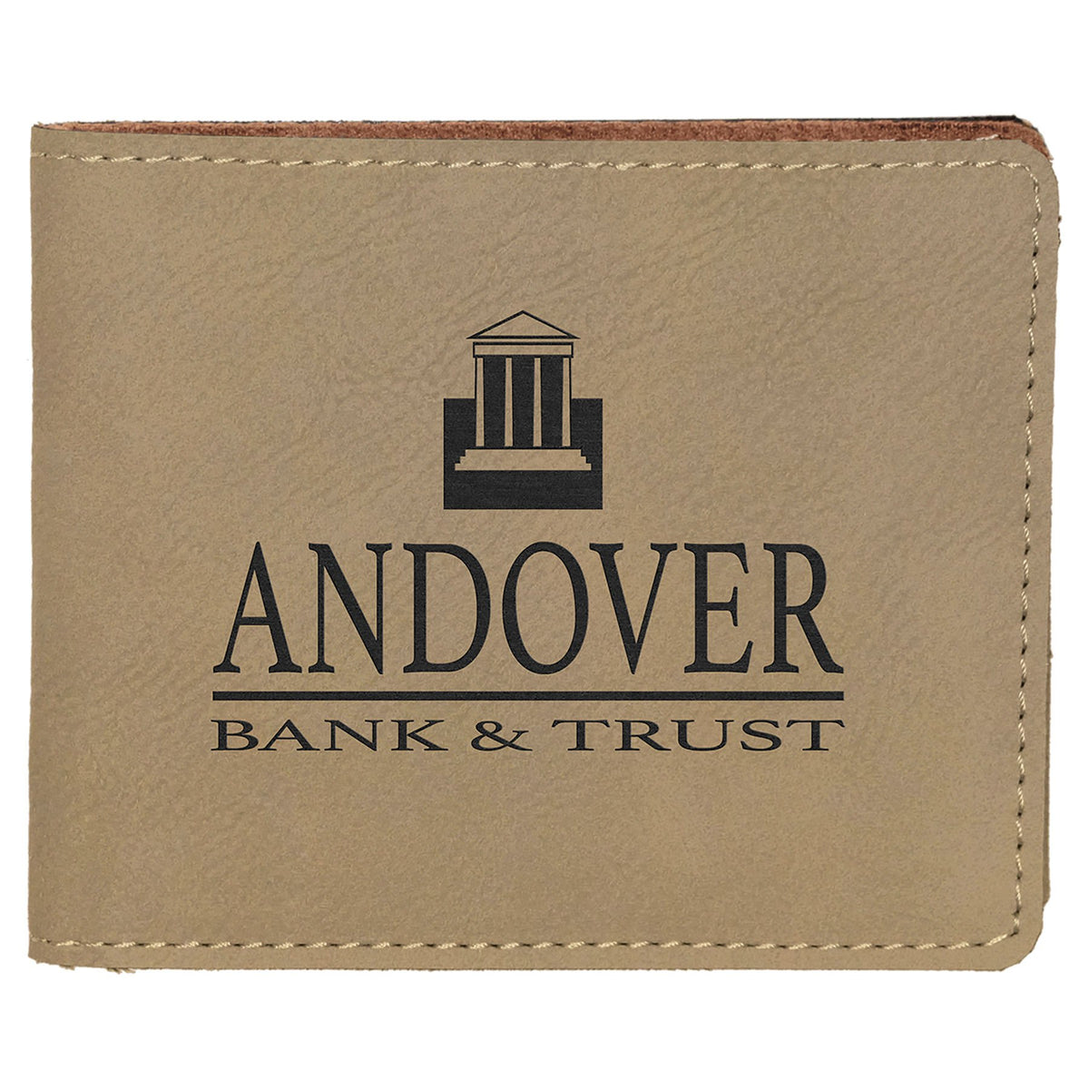 Personalized light brown leatherette bifold wallet