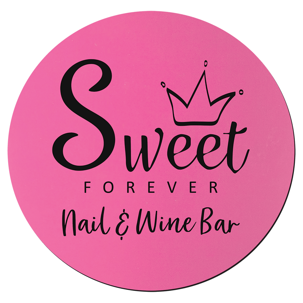 Personalized round pink and black silicone coaster