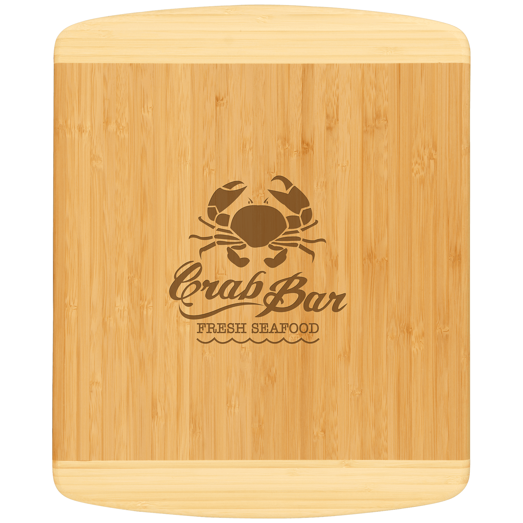 Personalized two-tone bamboo cutting board, 13½ x 11½ inches, custom engraved