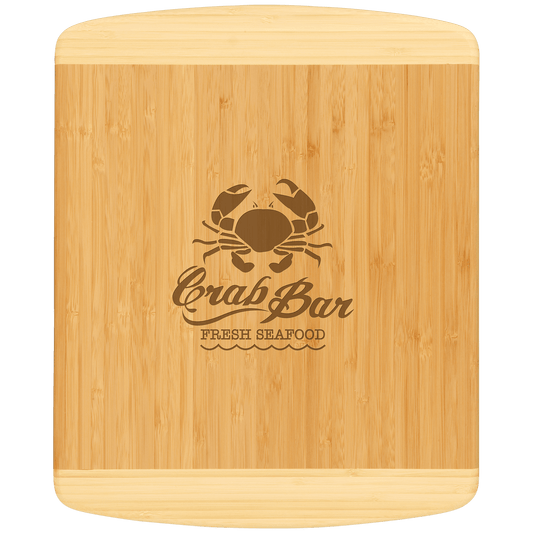 Personalized two-tone bamboo cutting board, 13½ x 11½ inches, custom engraved