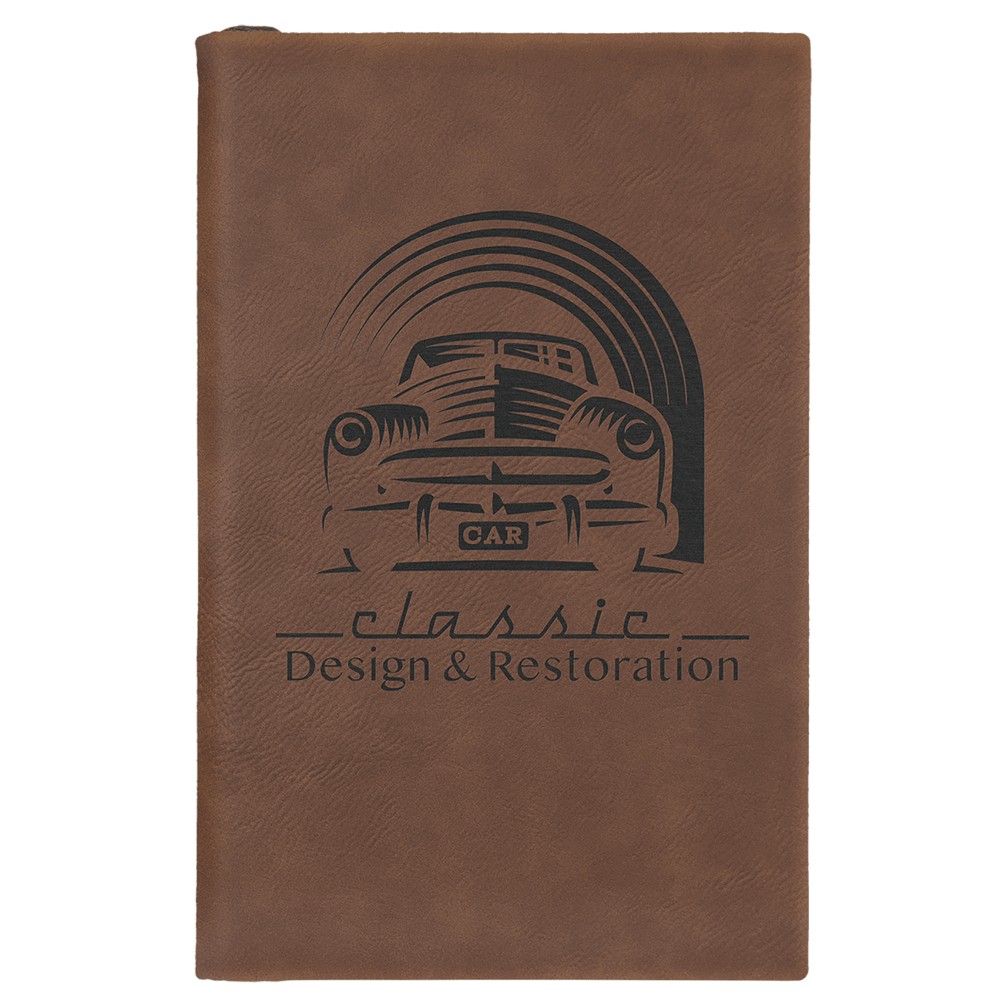 Dark Brown Small personalized leatherette sketch book with unlined paper