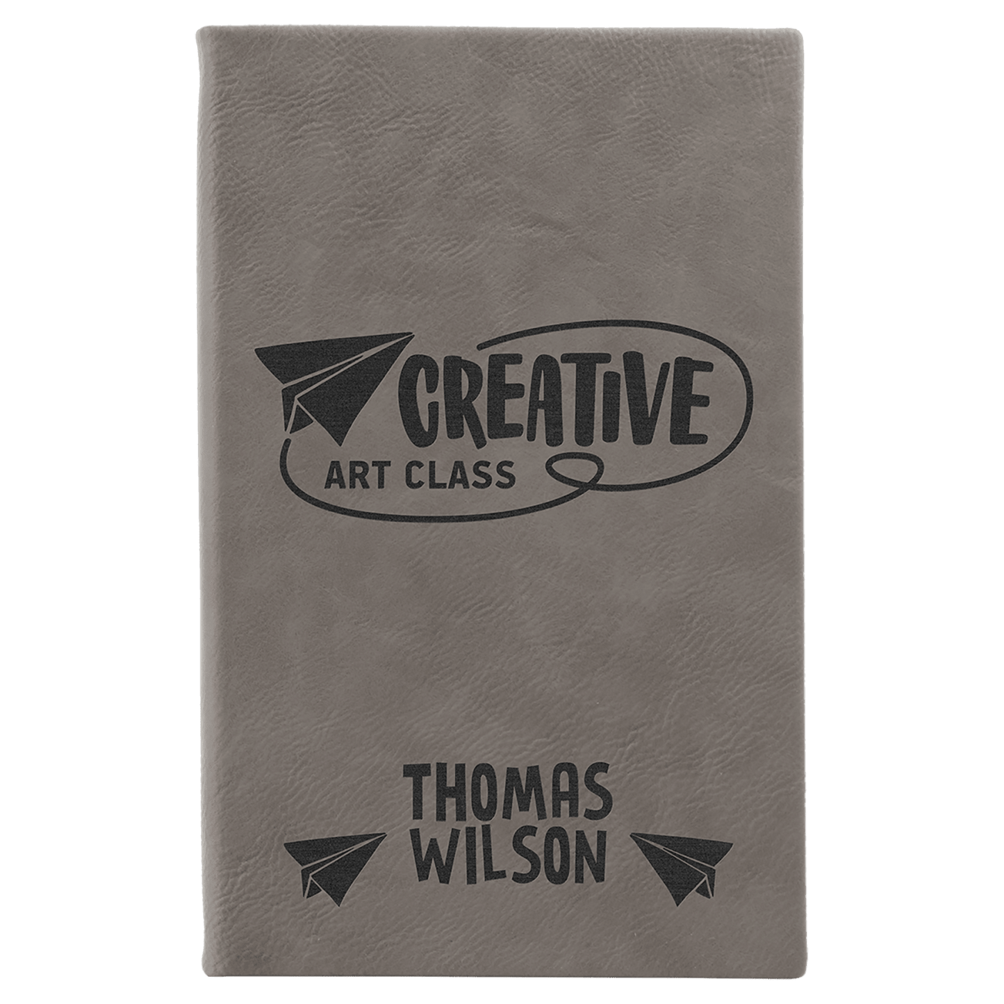Gray Small personalized leatherette sketch book with unlined paper
