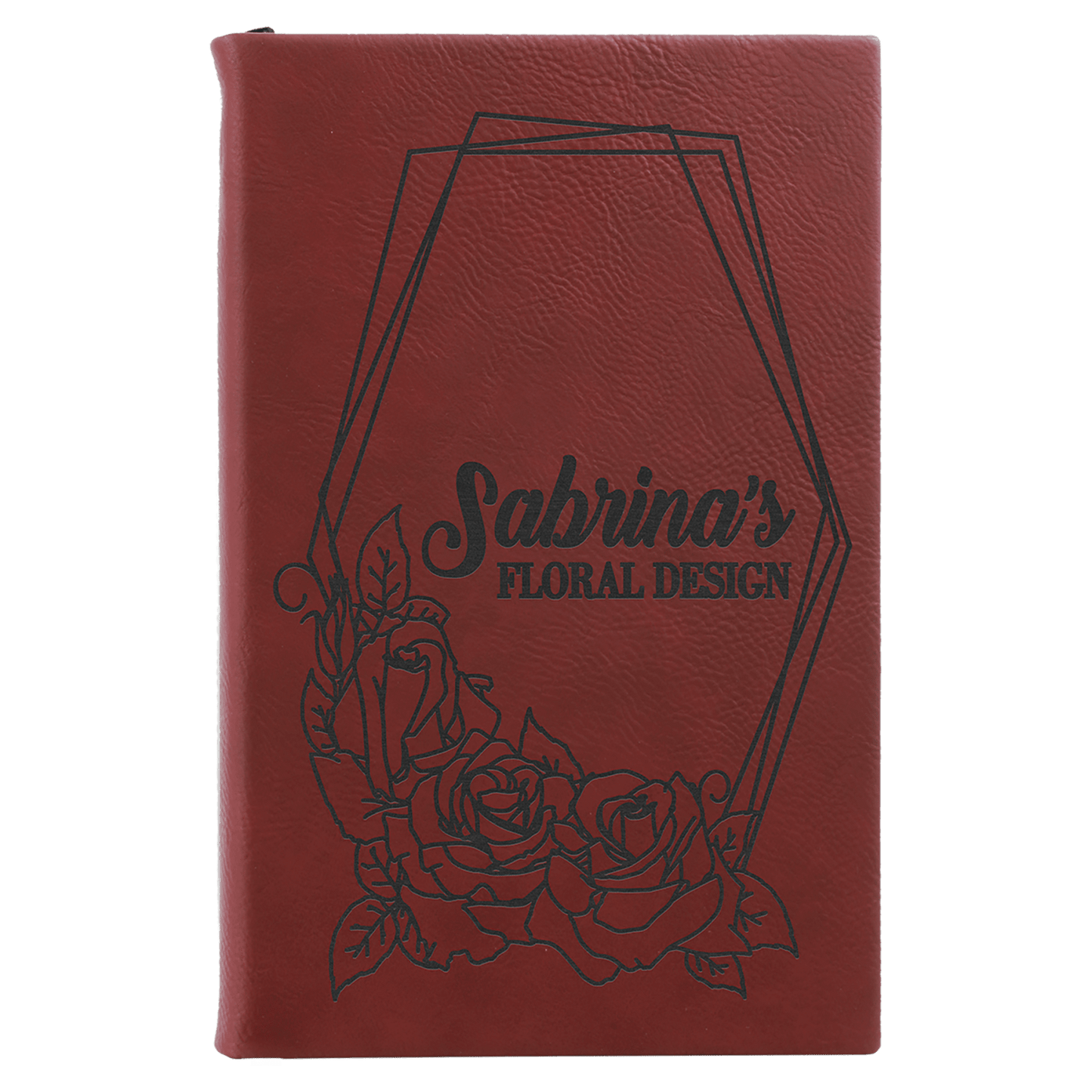 Rose Small personalized leatherette sketch book with unlined paper