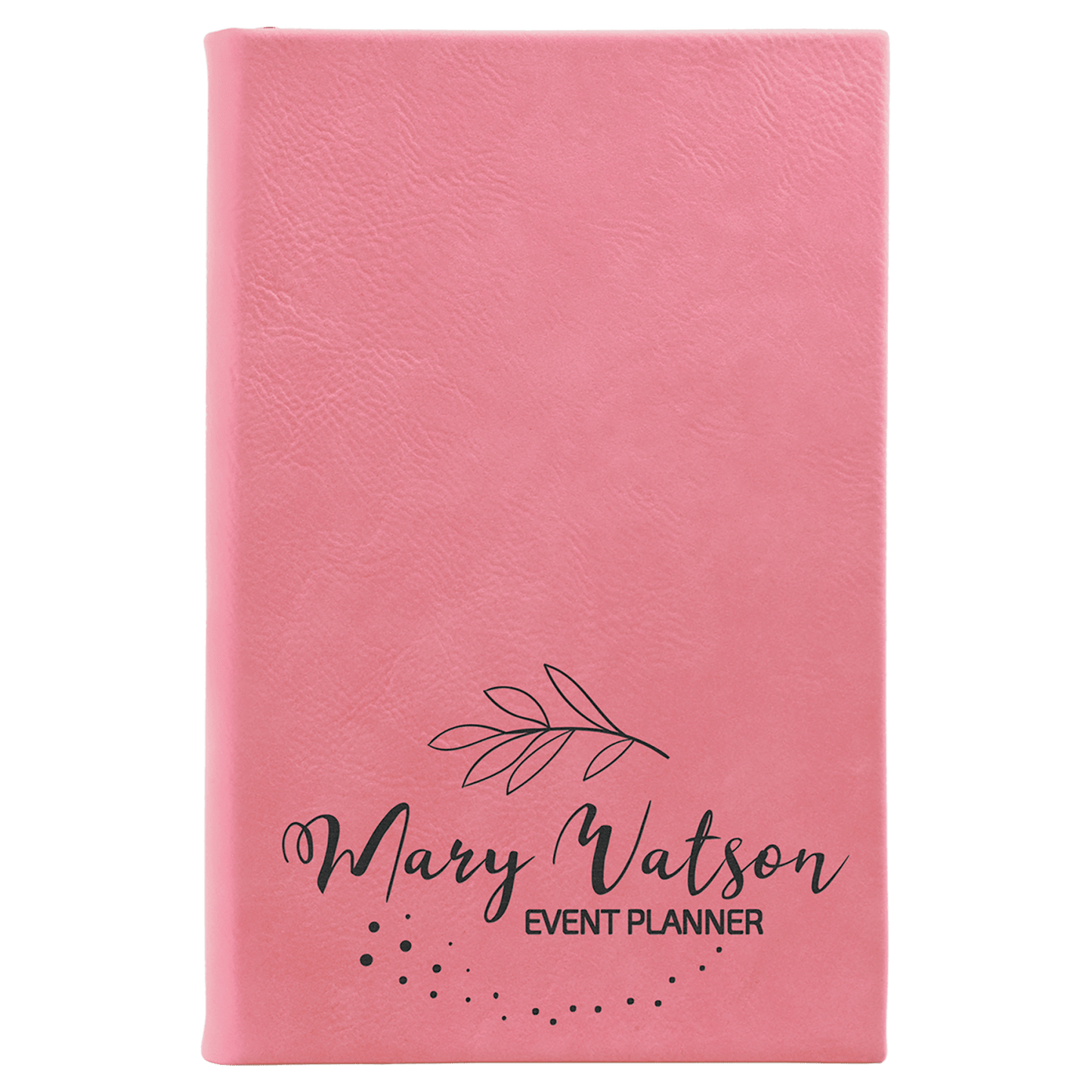 Pink Small personalized leatherette sketch book with unlined paper