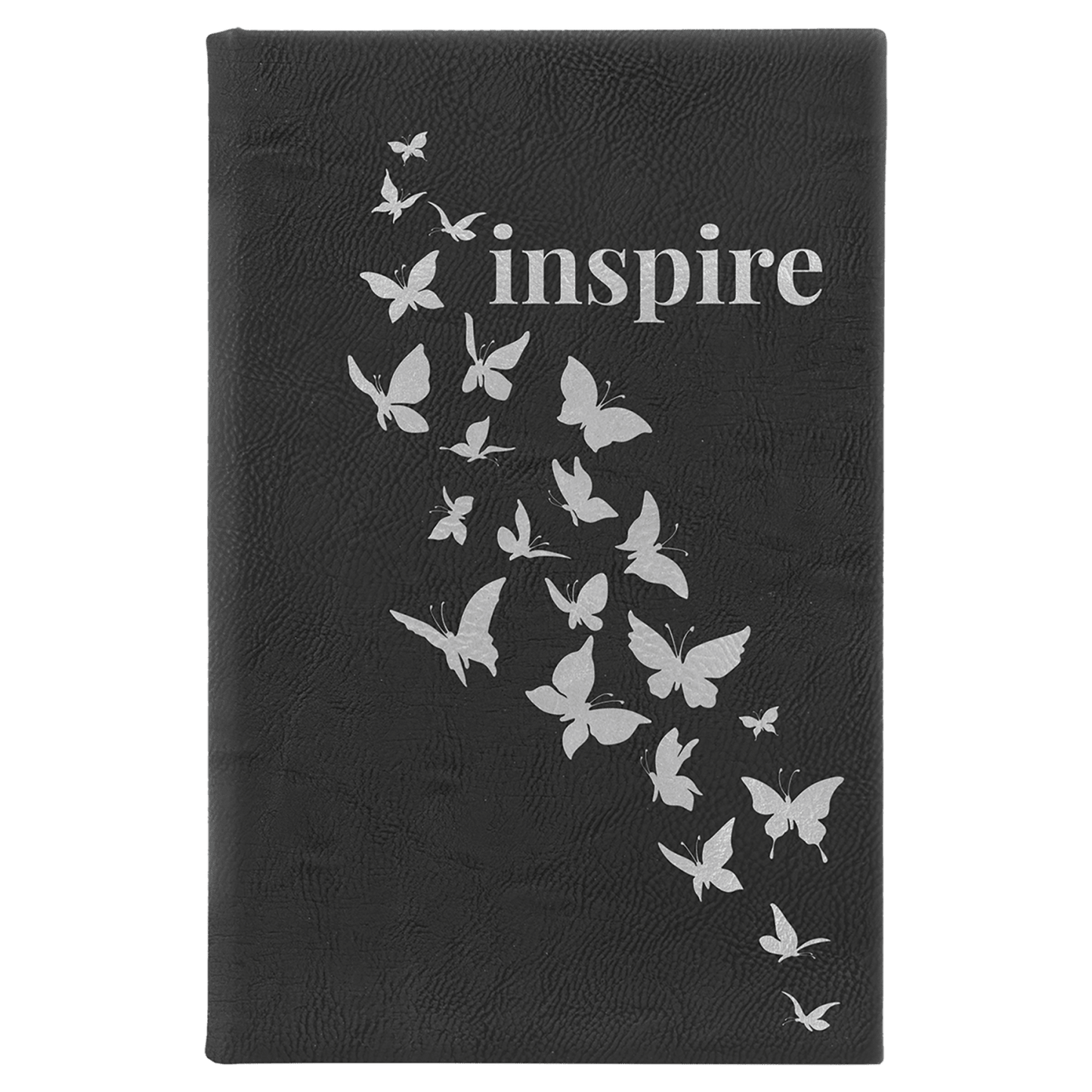 Black/Silver Small personalized leatherette sketch book with unlined paper